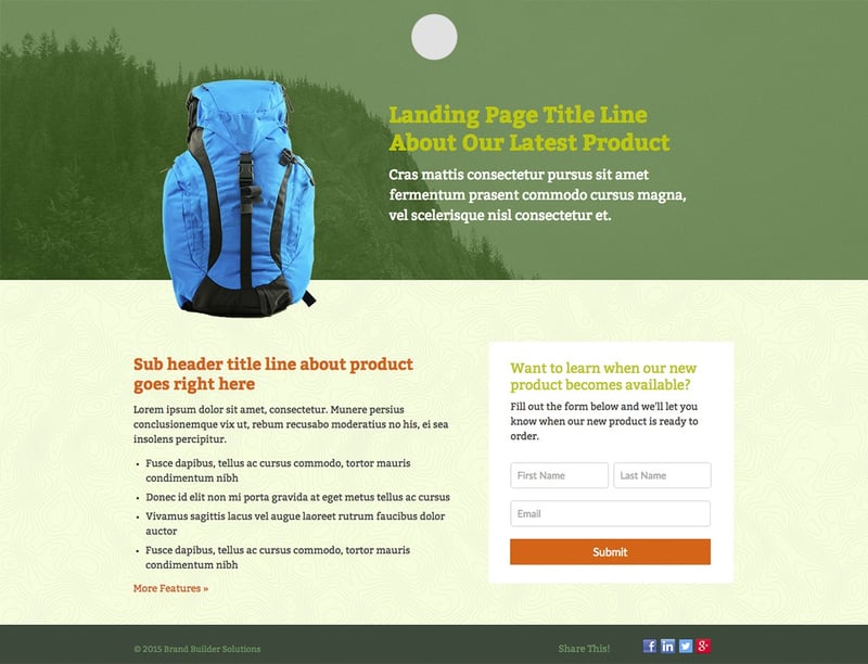 Backpack Landing Page L1 HubSpot template