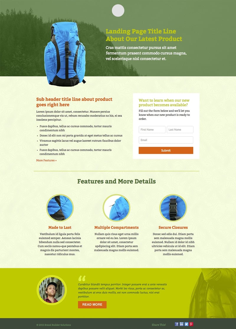 Backpack Landing Page L2 HubSpot template