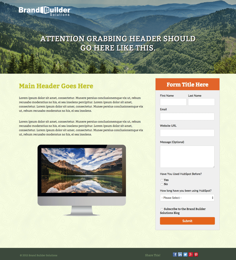 Backpack Landing Page A2 HubSpot Template