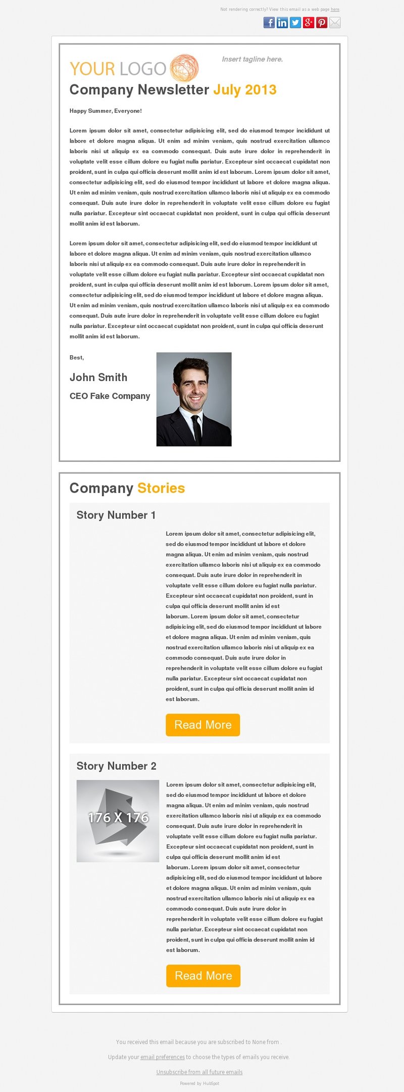 Melodica Deluxe Newsletter HubSpot Template