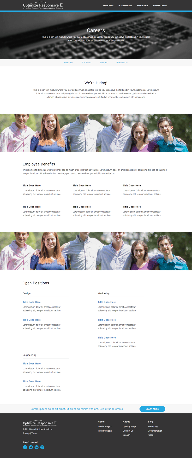 Optimize Responsive 2 Careers HubSpot Template
