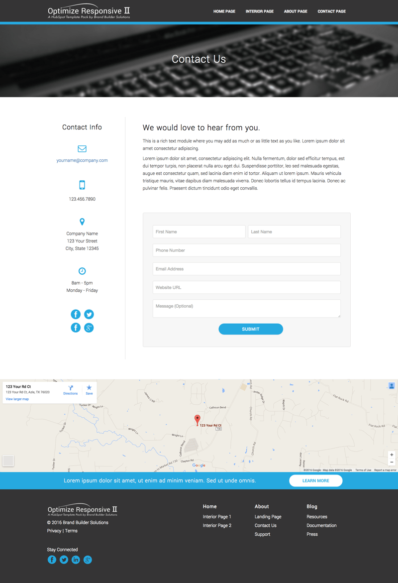 Optimize Responsive 2 Contact HubSpot Template