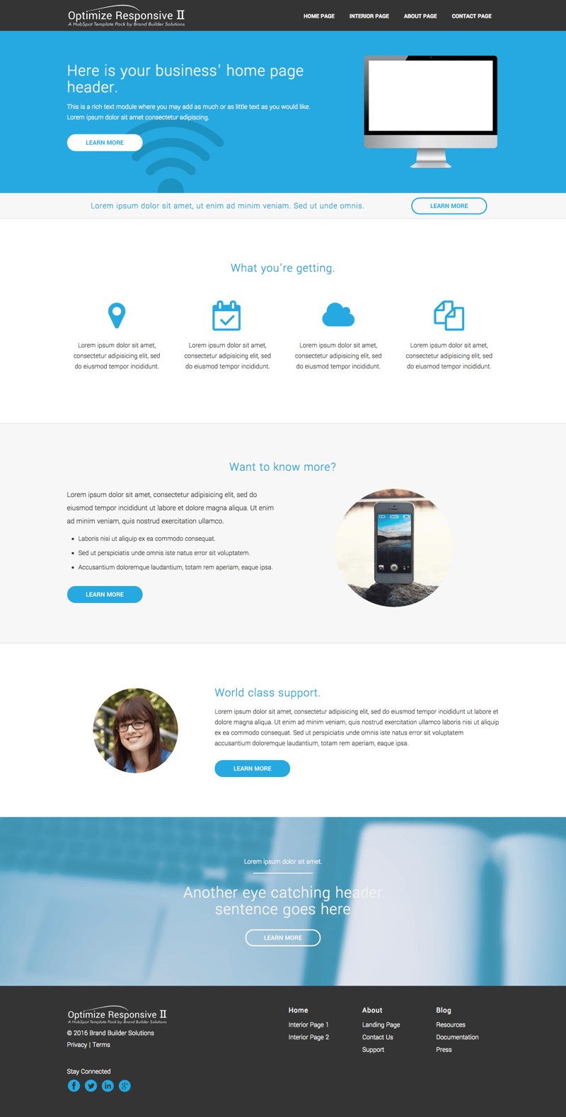 Optimize Responsive 2 Home 1 HubSpot Template