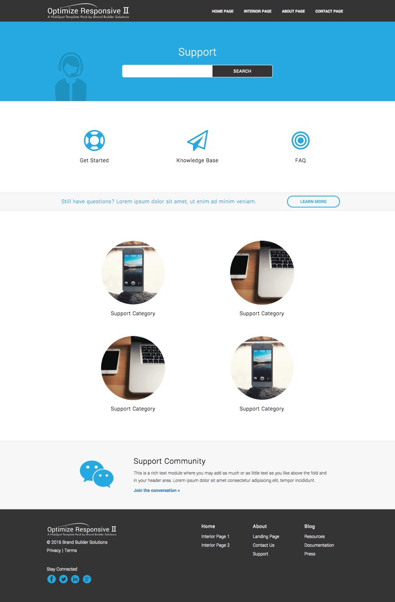 Optimize Responsive 2 Support HubSpot Template