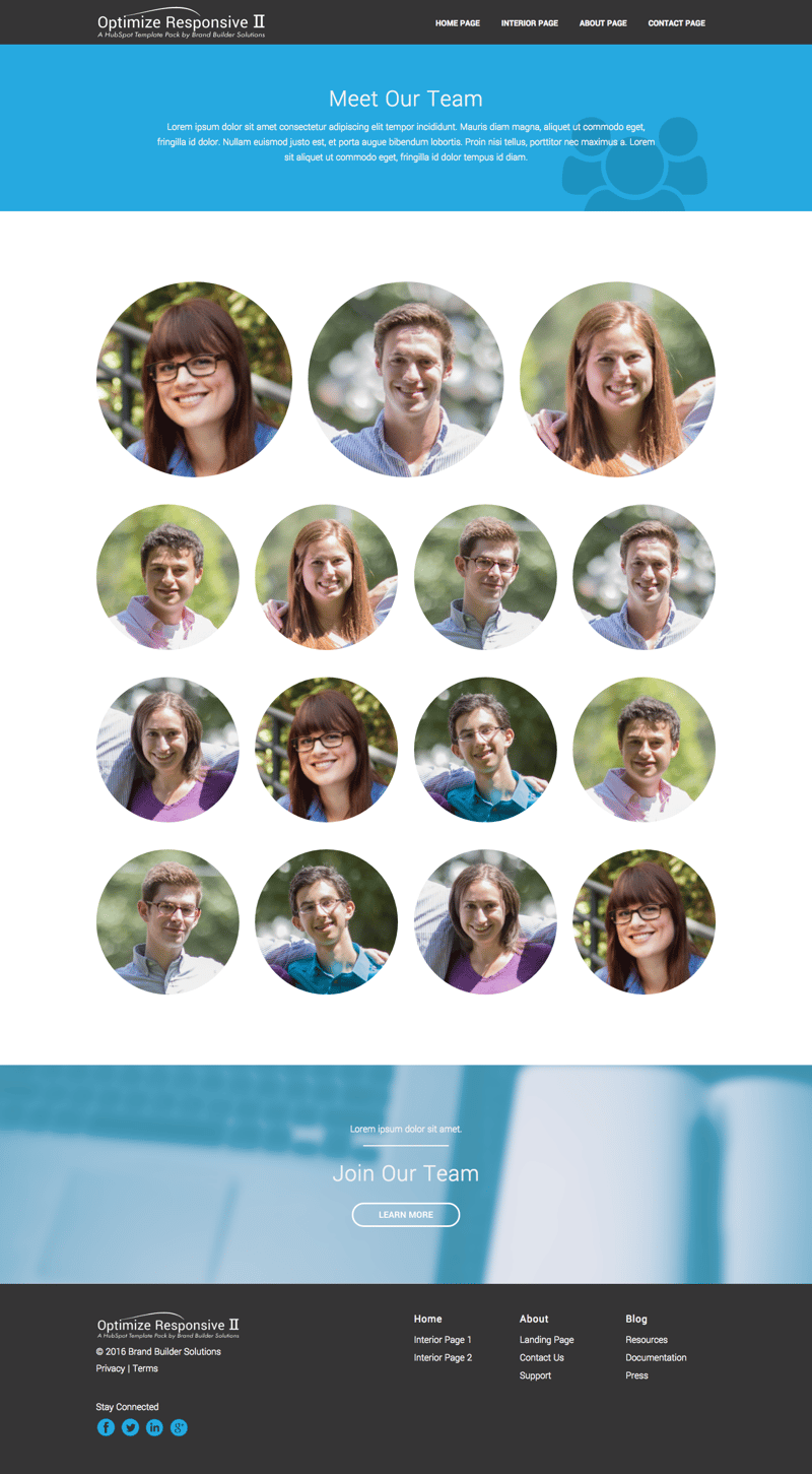 Optimize Responsive 2 Team HubSpot Template