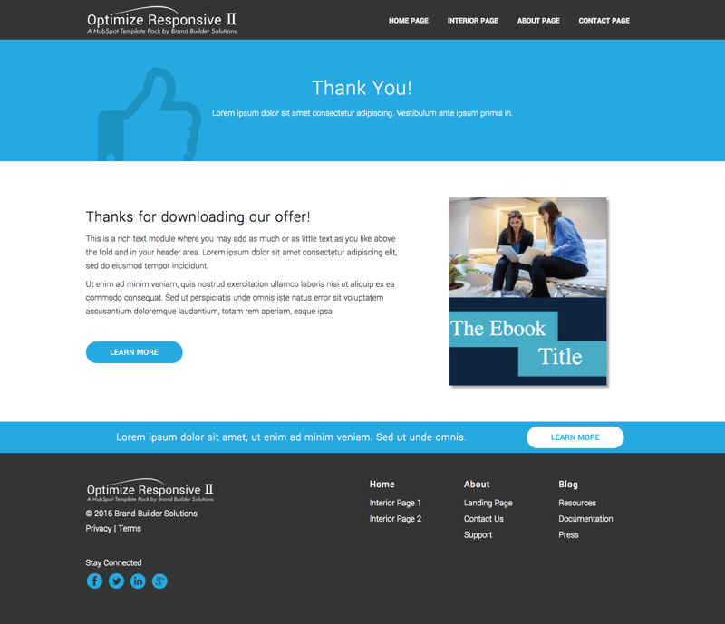 Optimize Responsive 2 Thank You Page HubSpot Template