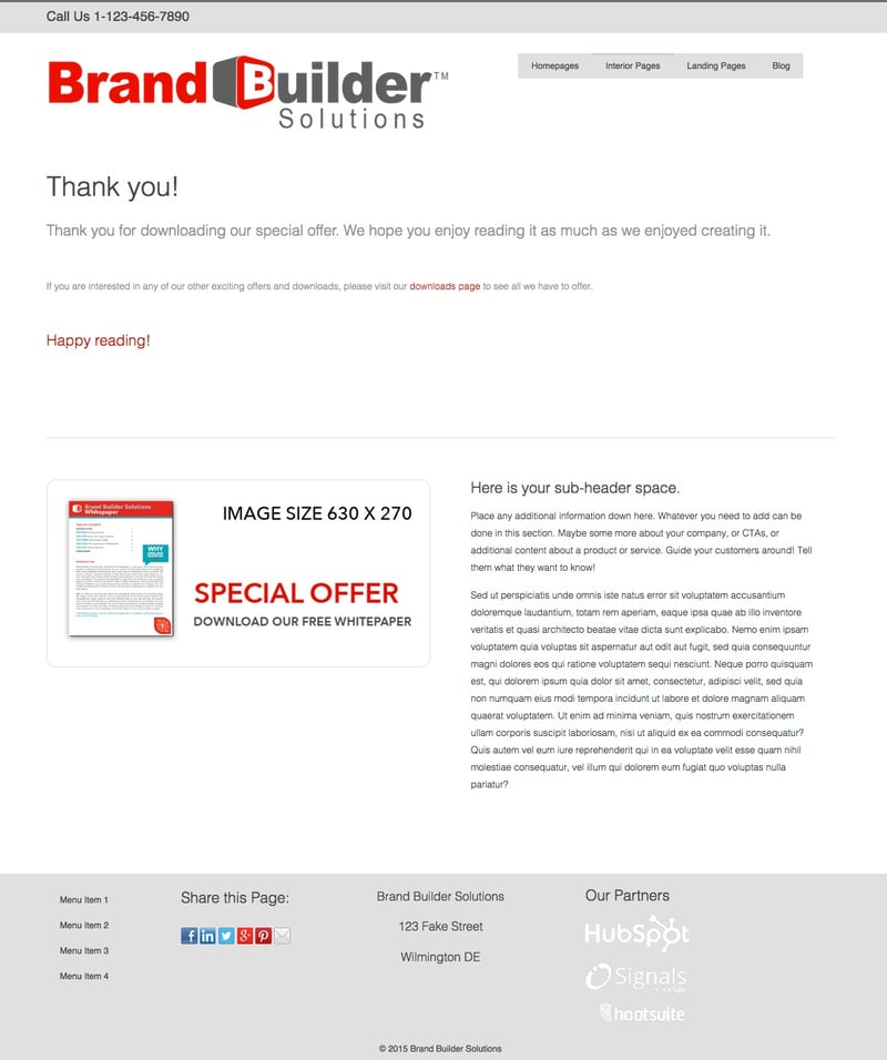 Optimize Responsive 1 Thank You Page HubSpot Template